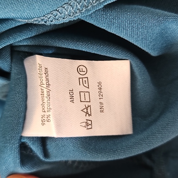 Teal Blouse With Faux Lace-up Detail And Big Bell Teired Sleeves - Picture 7 of 8